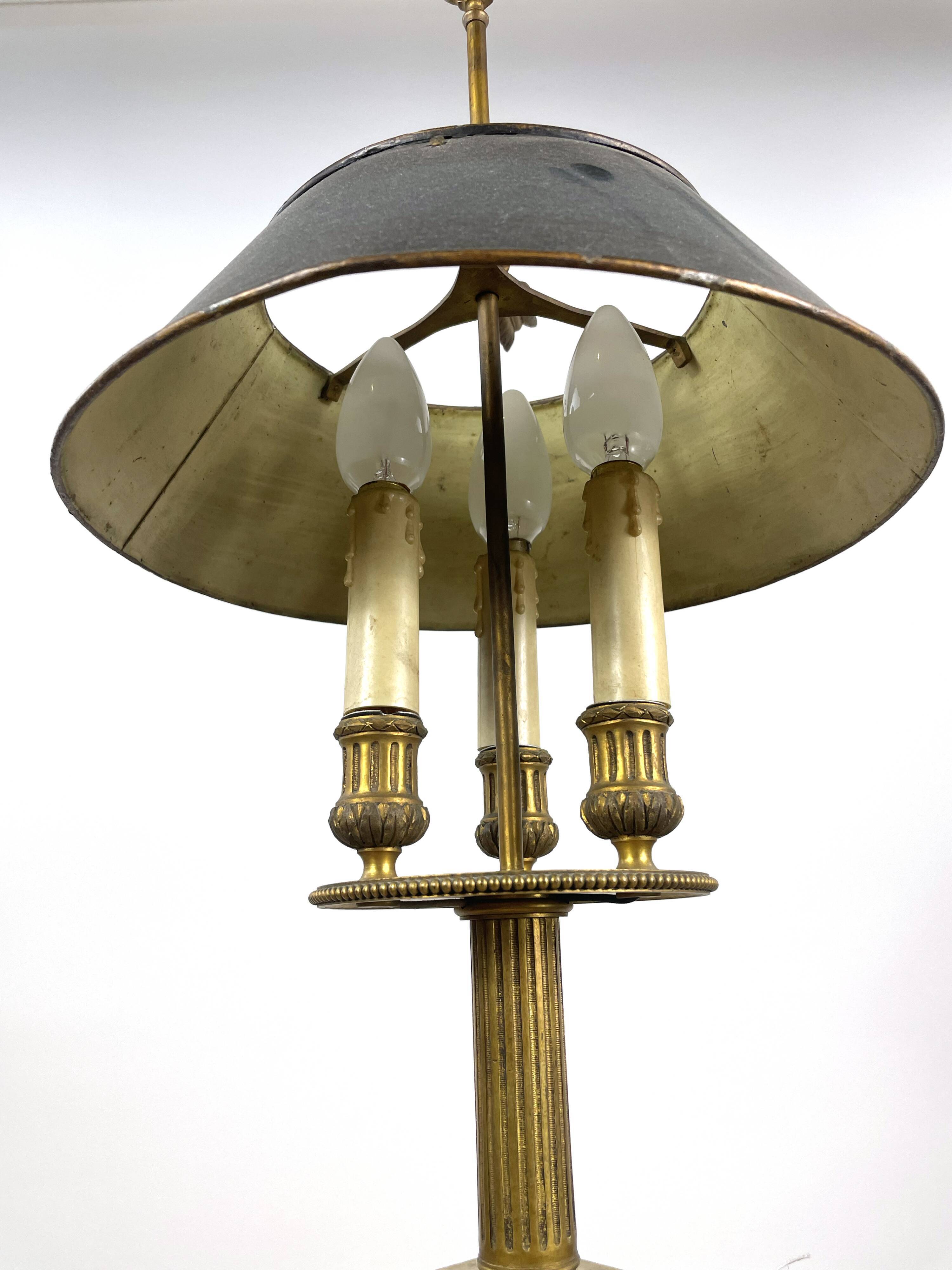 Lamp bouillotte bronze and brass Louis XVI style