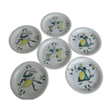 6 Assorted plates Stavanger Flint Norway 1950-60 Scandinavian hand décor