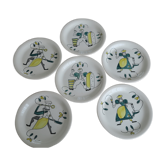 6 Assorted plates Stavanger Flint Norway 1950-60 Scandinavian hand décor