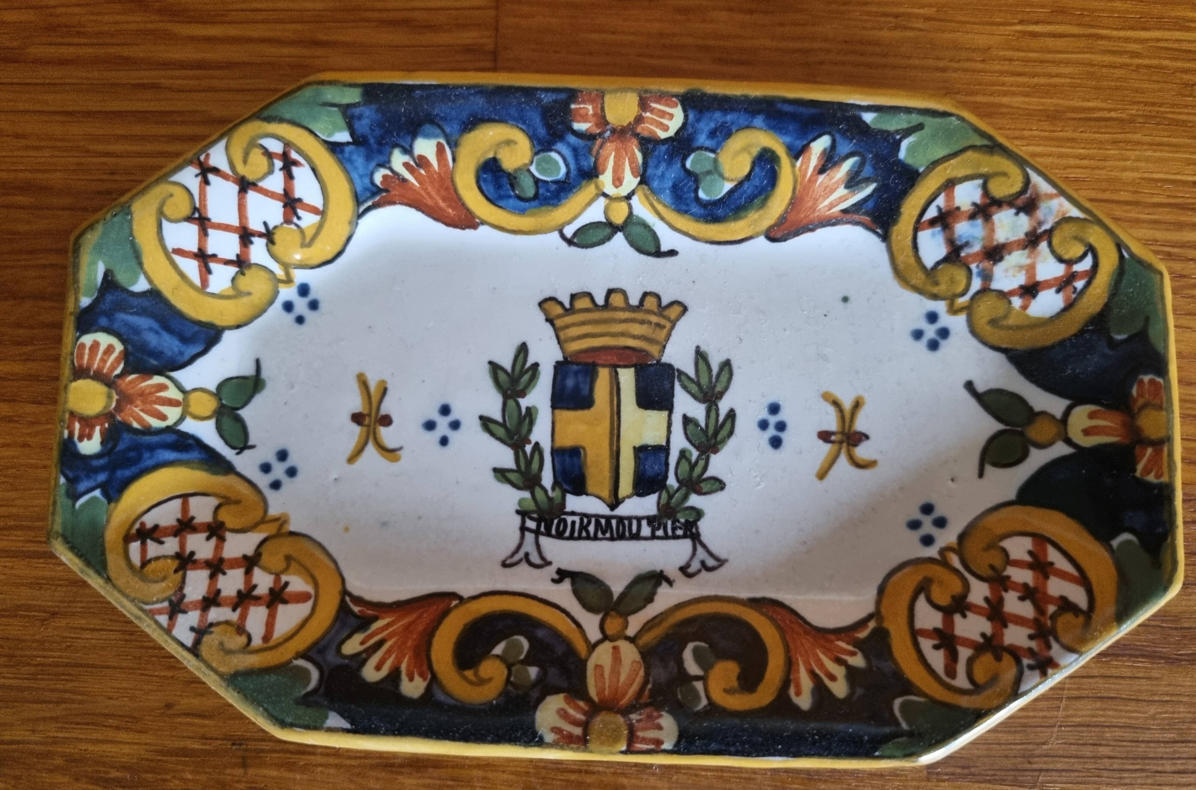 Old earthenware storage tray from Desvres Henri Delcourt, Rouen decor 1930