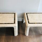 Pair of Sofa Ends Made Of Marble Wafers And Brass Net. French work. Ve