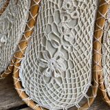 Hanging flower in wood, fabric and hook