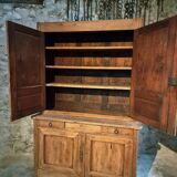 Antique French oak sideboard – Two-part display cabinet with drawers and four doors