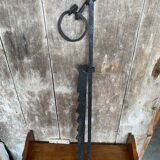 Ancienne crémaillère cuisson cheminée fer forge noir xixe vintage