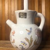 Old pitcher poet laval vintage painted art ceramic #a424
