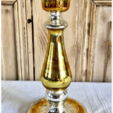 Old candle holder XIX gilded mercurized eglomised glass