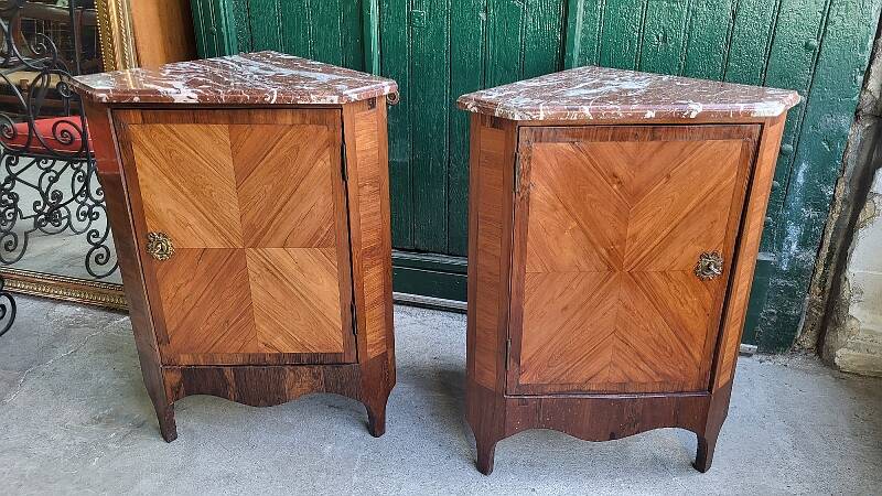Pair of corner cabinets louis xvi corner furniture from the 18th century with a top ma