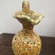 Set of 3 vases and 1 trinket tray, Honey / Fat Lava Vallauris, 1970s