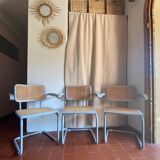 Set of 3 Cesca B64 Marcel Breuer gray armchairs