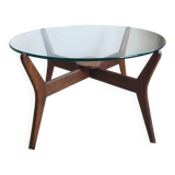 Round teak and glass coffee table, 1960s