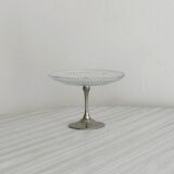 Bowl on a foot in worked glass and elegant metal