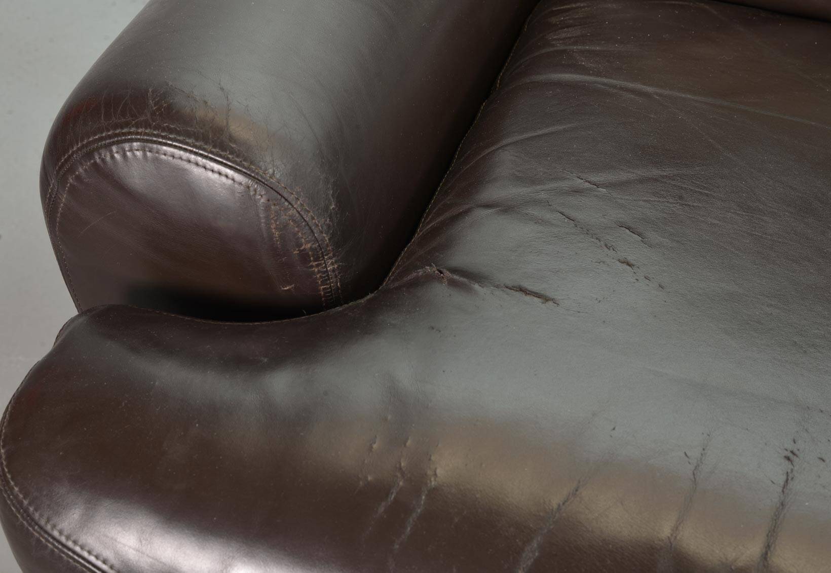 Comfortable Durlet Lounge Chairs in Chocolate Brown Leather, Set of Two 70s