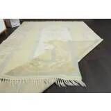 1970s Vintage Turkish Oushak Handmade Wool Cotton Yellow Area Rug 195x306