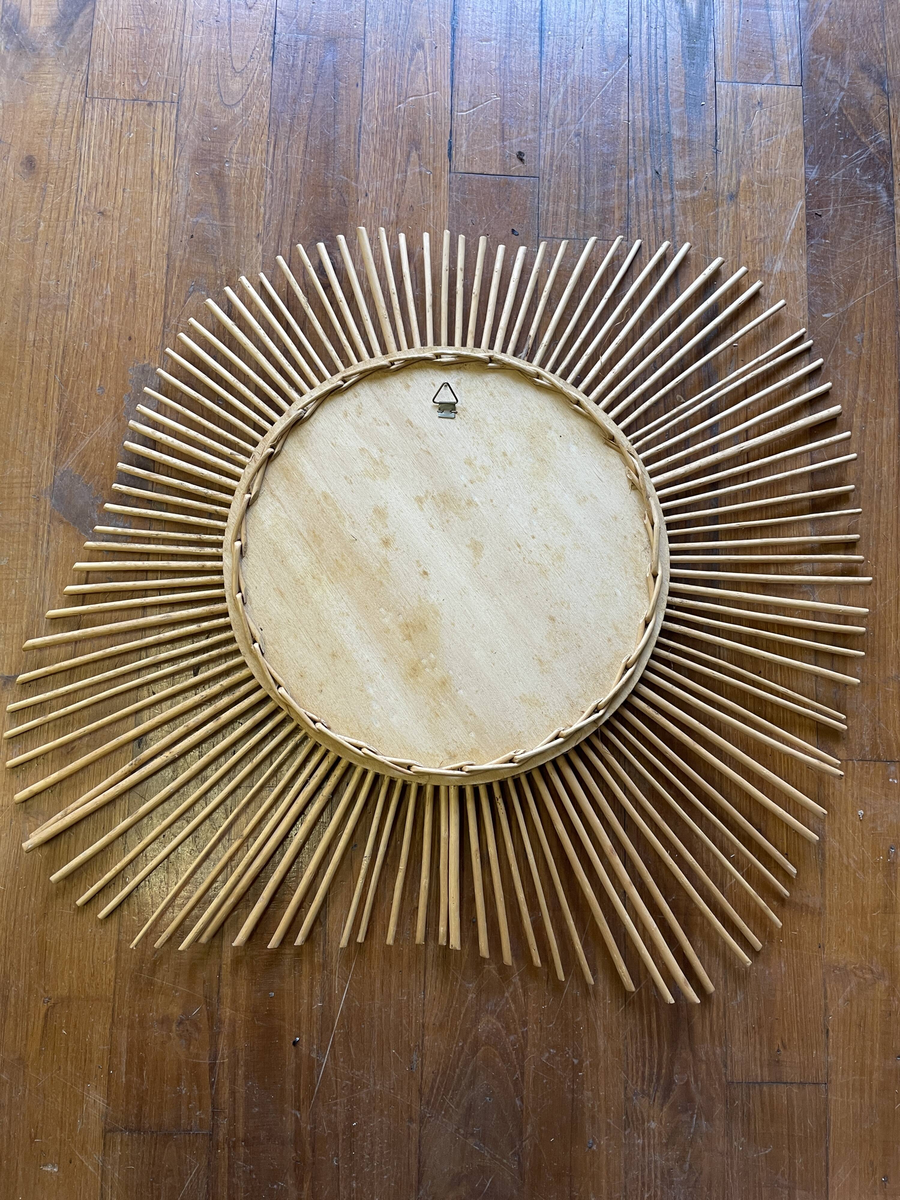 Rattan sun mirror 70s