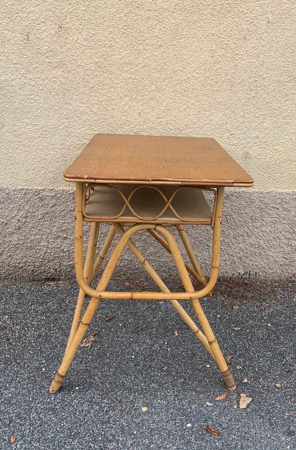 Rattan desk with locker, 1950