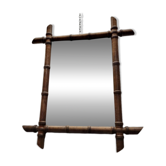 Miroir vintage en faux bambou français, années 1930