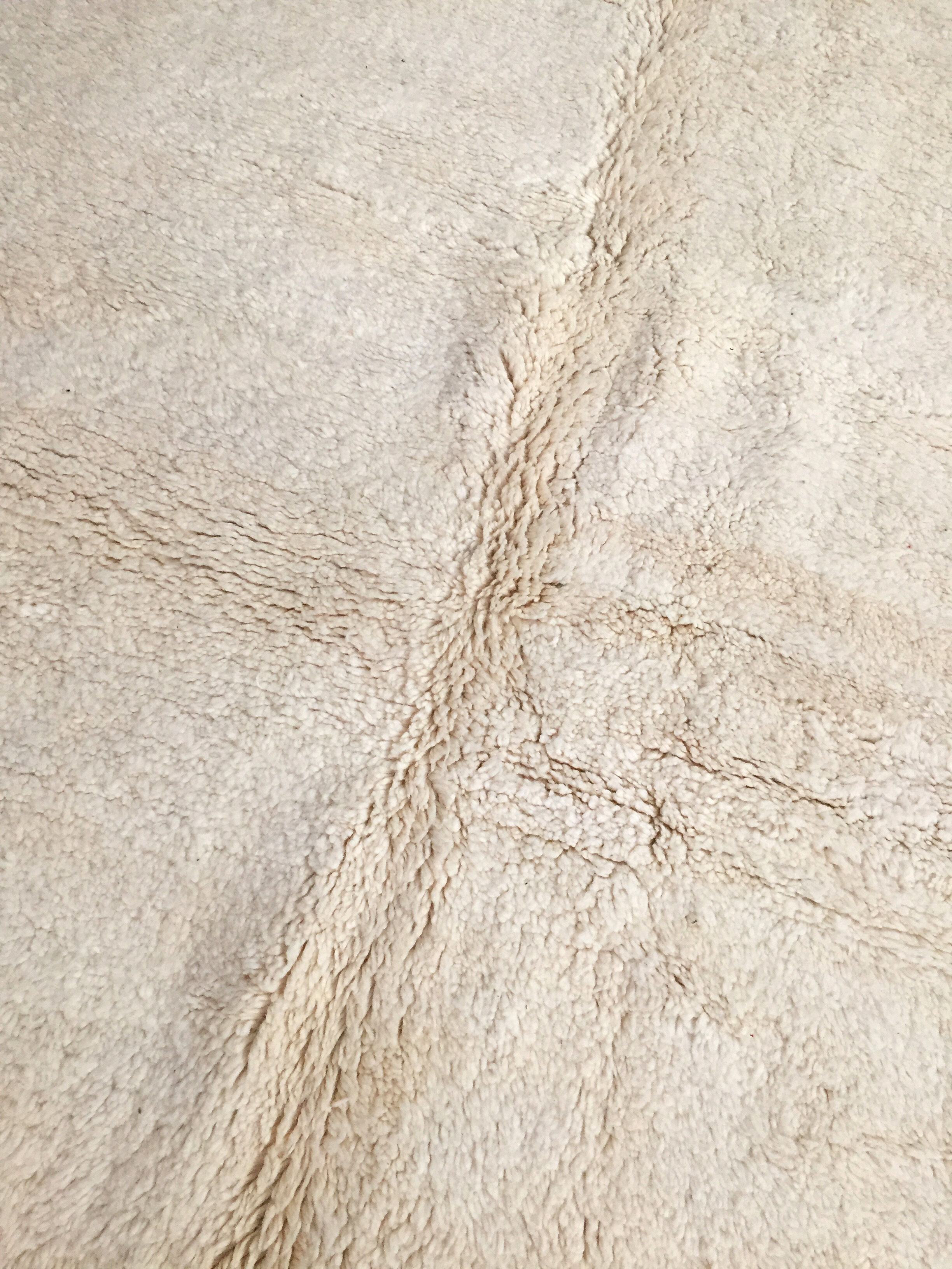 Moroccan Berber carpet Beni Ouarain ecru uni 247x165cm