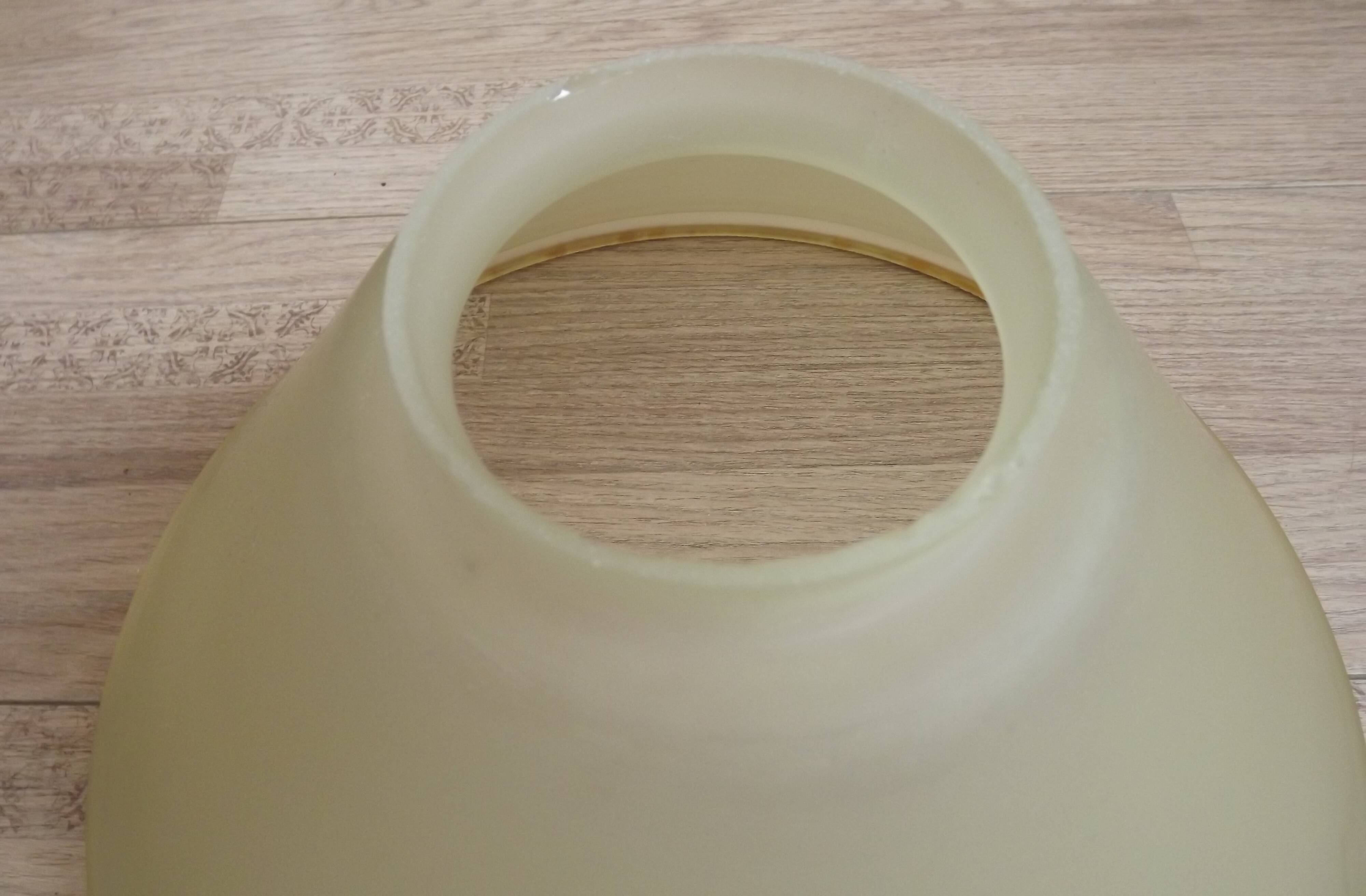 Mid-century coloured glass suspension with a gold metal border 2