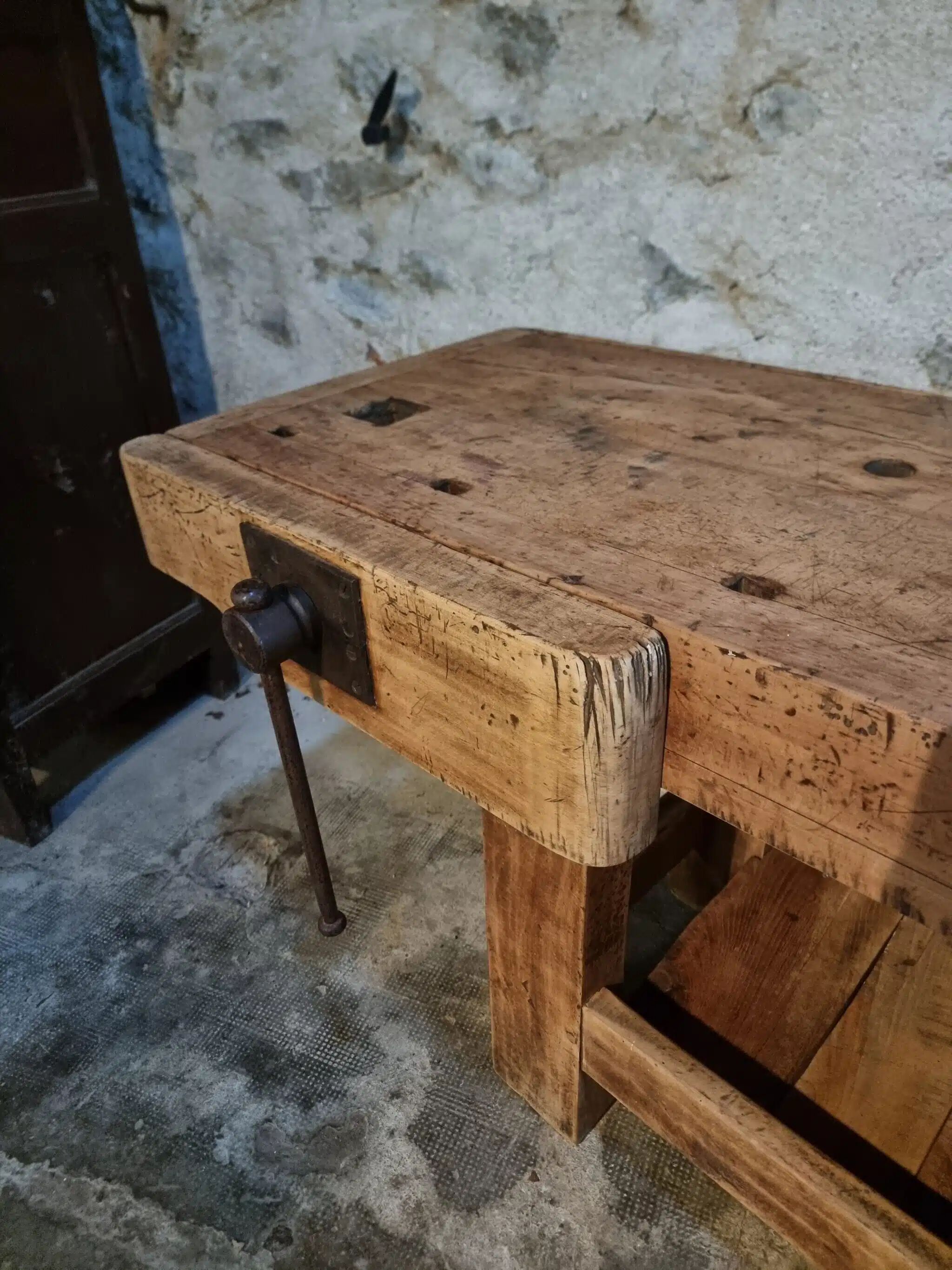 Antique beech table, France early 20th century