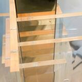 Large glamorous 1970s brass & lucite architectural table lamp