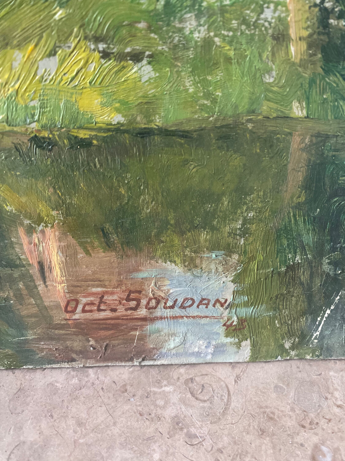 Paysage lacustre signé de 1943