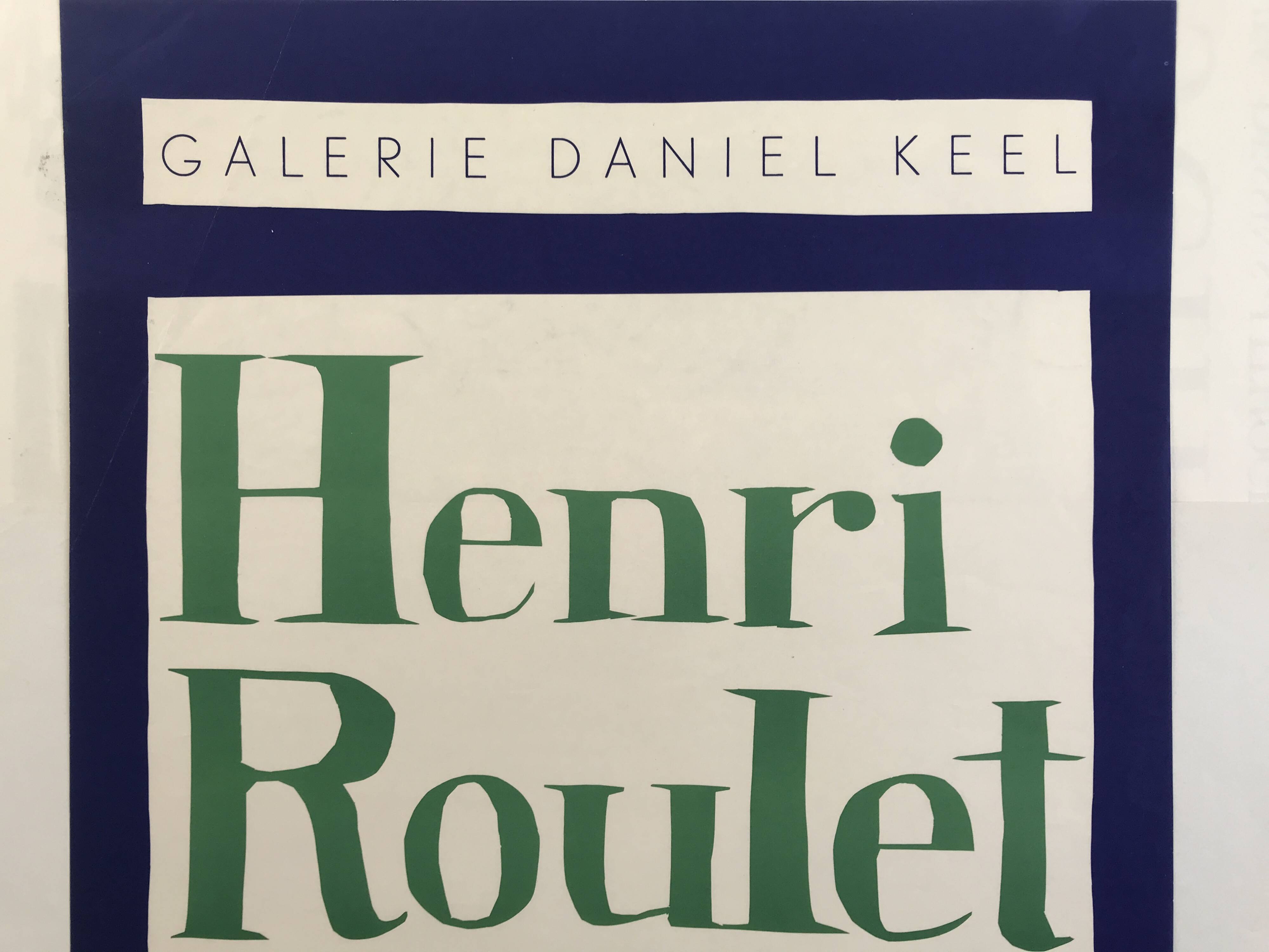 Henry roulet, galerie daniel keel, 1961. original exhibition poster in zürich.