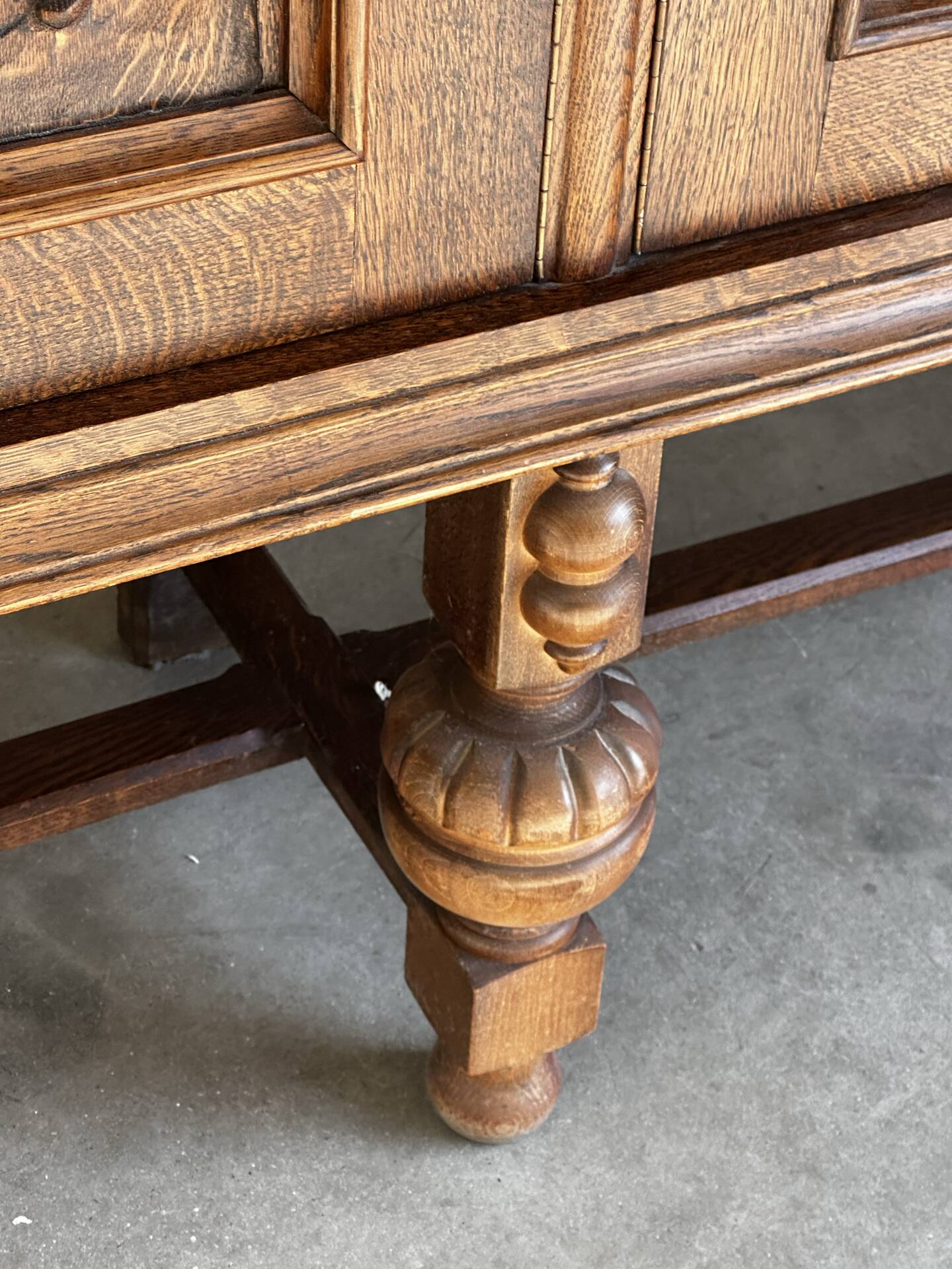 Large carved oak buffet in neo-Renaissance style, mid-20th century.