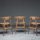 Set of 3 Chairs CH33 Hans Wagner, Carl Hansen & Søn, 1950s, Denmark
