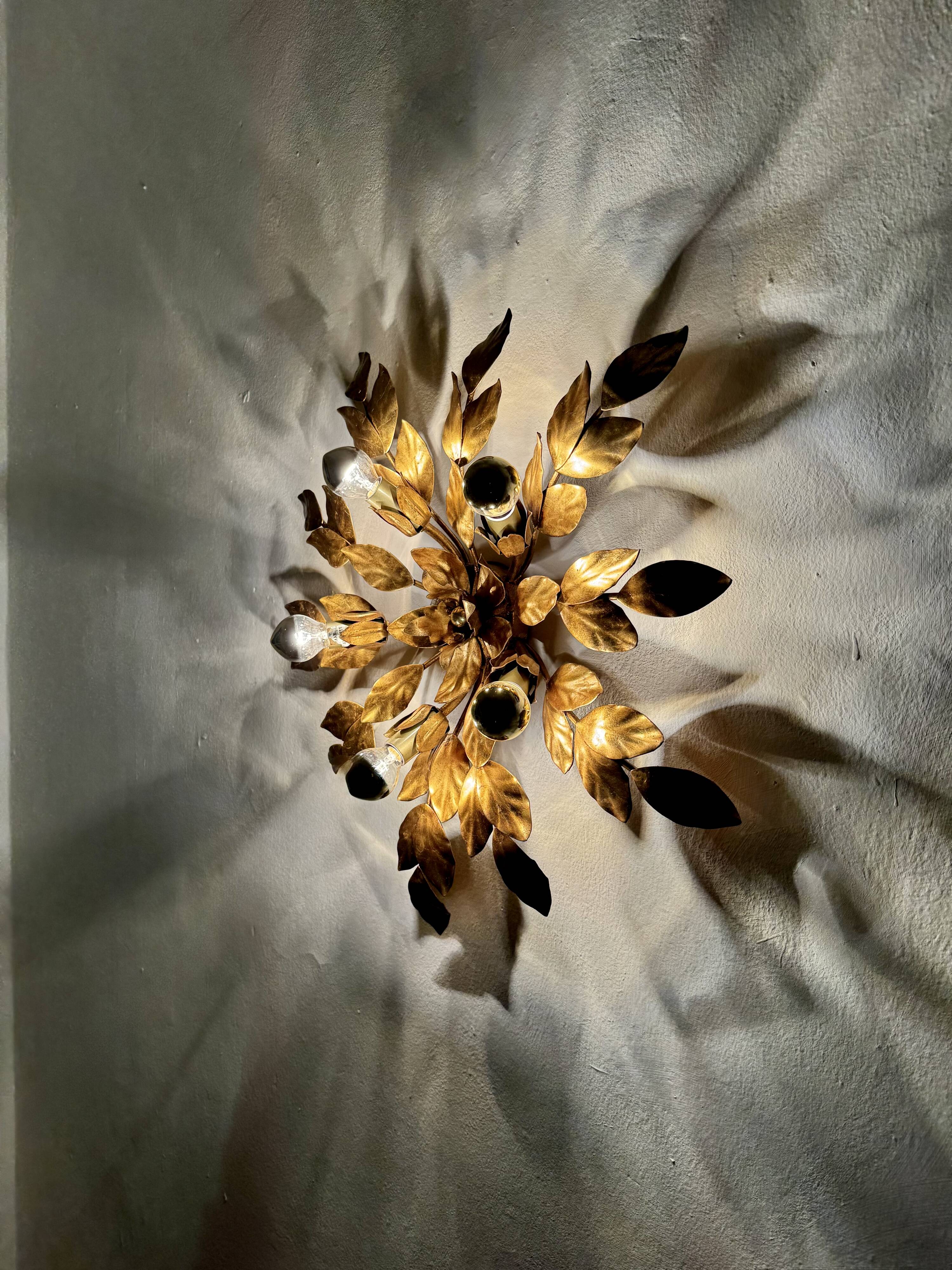 Floral Hollywood Regency Wall or Ceiling Lamp