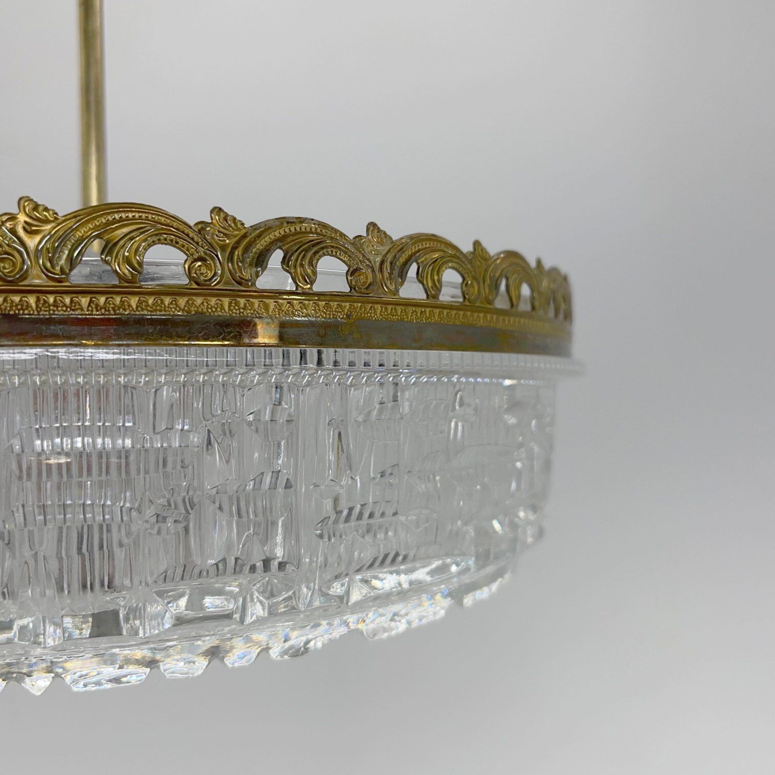 1960's Pressed Glass Pendant with Decorativ Rim, Czechoslovakia
