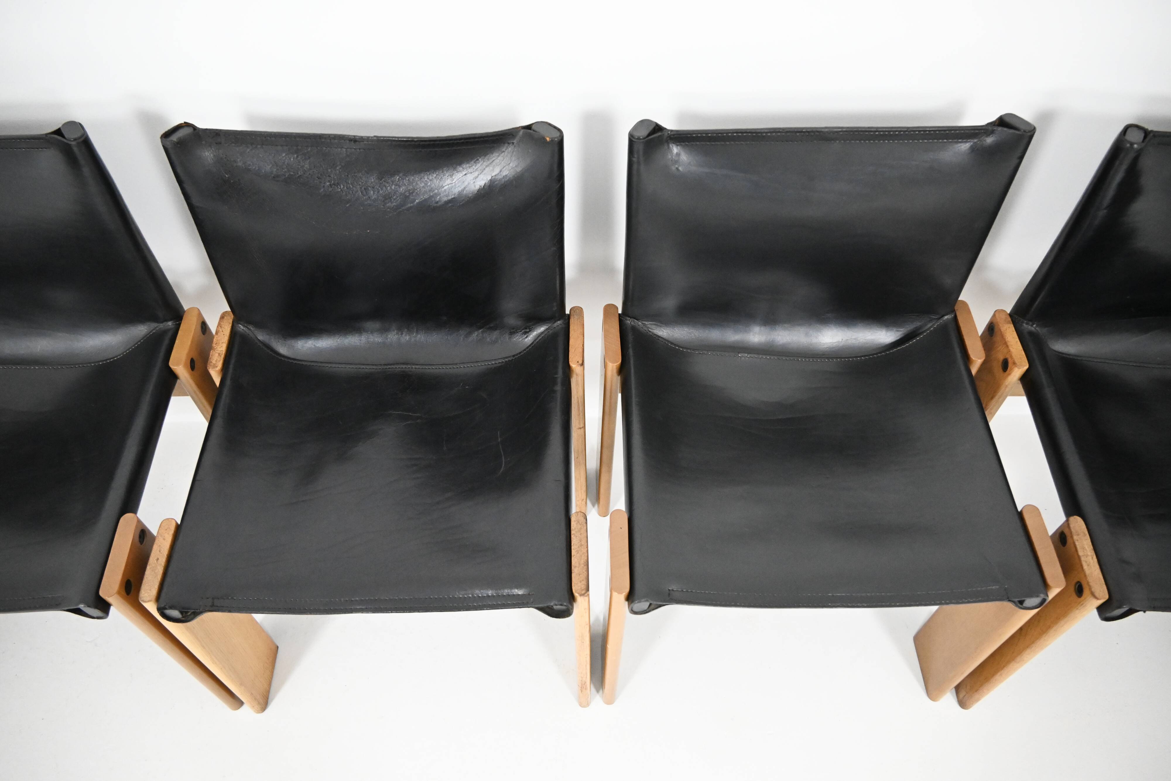 6 Monk dining chairs by Afra & Tobia Scarpa for Molteni, 1970