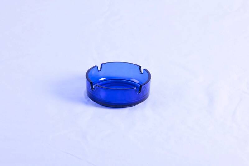 Vintage blue glass ashtray