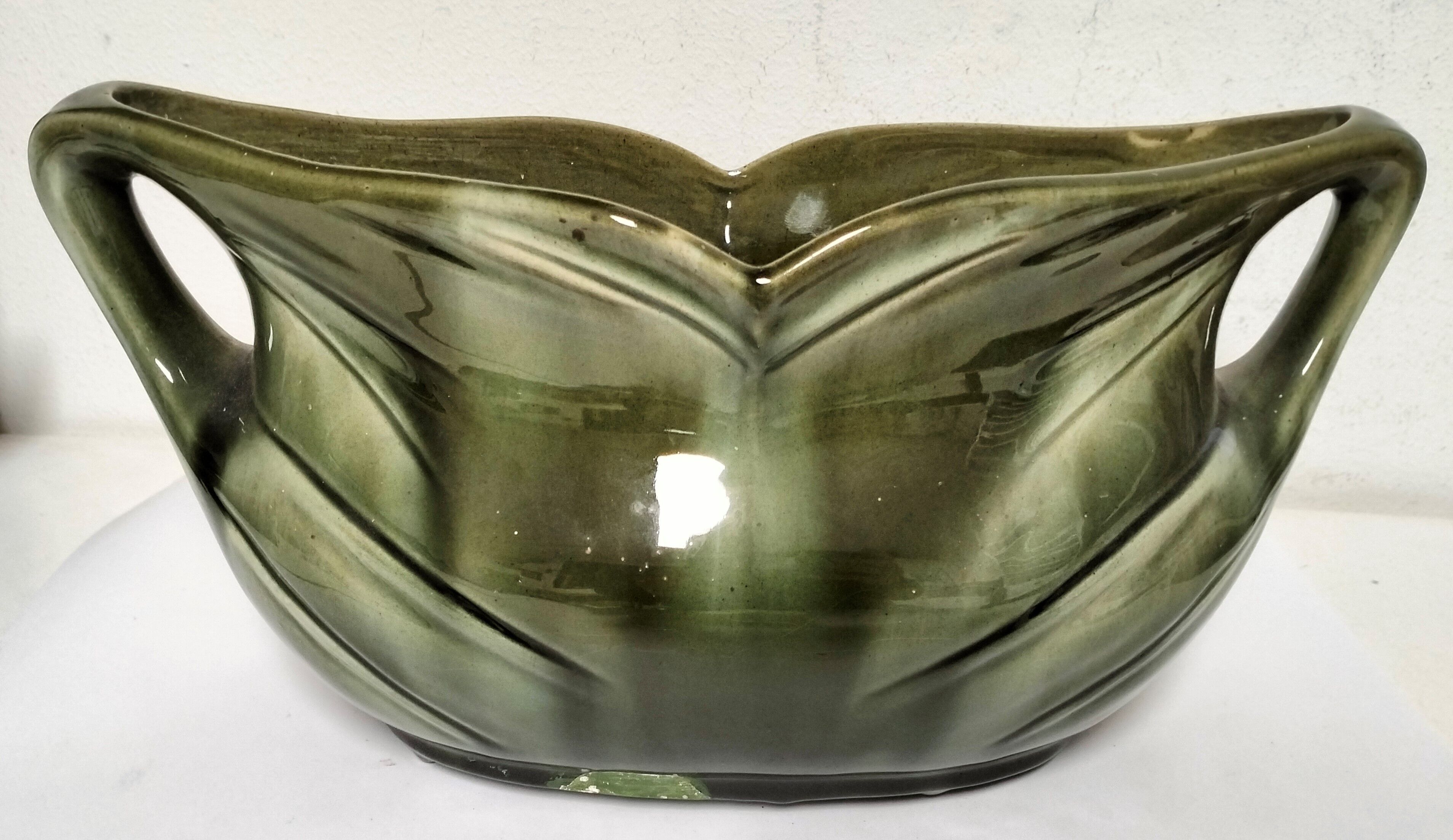 Old art nouveau earthenware planter