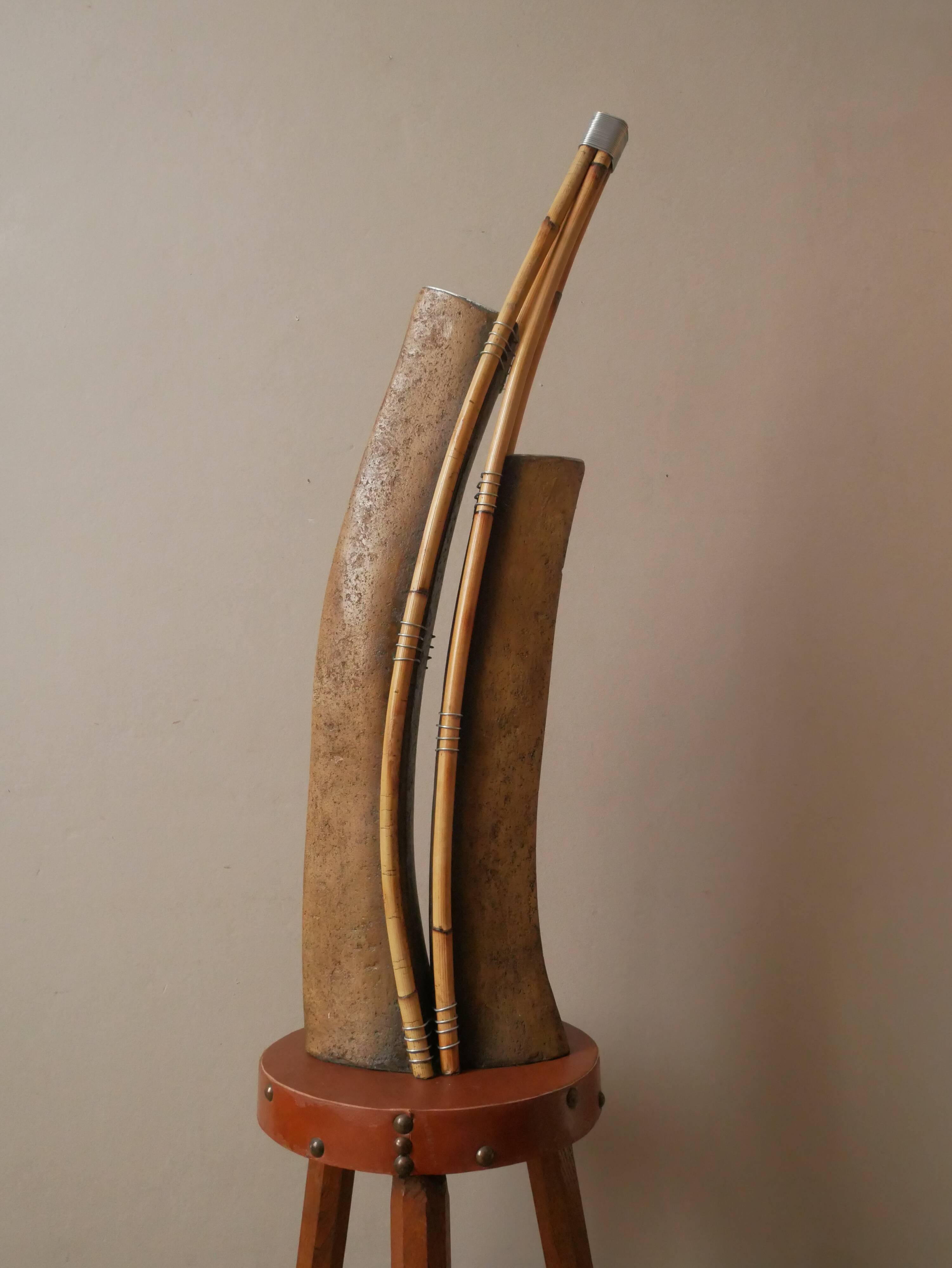 Metal and rattan vase contemporary sculpture contemporary design