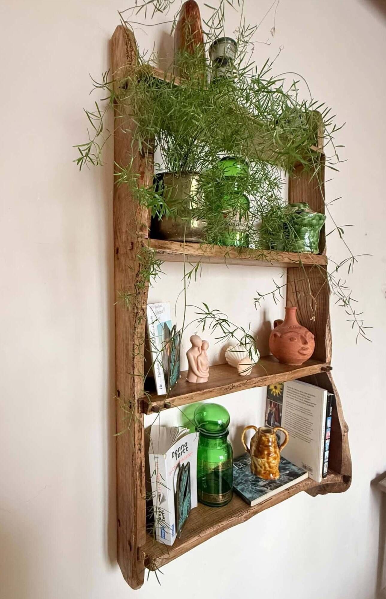Solid wood wall shelf / storage shelf