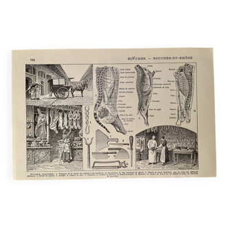 Lithographie sur le boucher - 1930