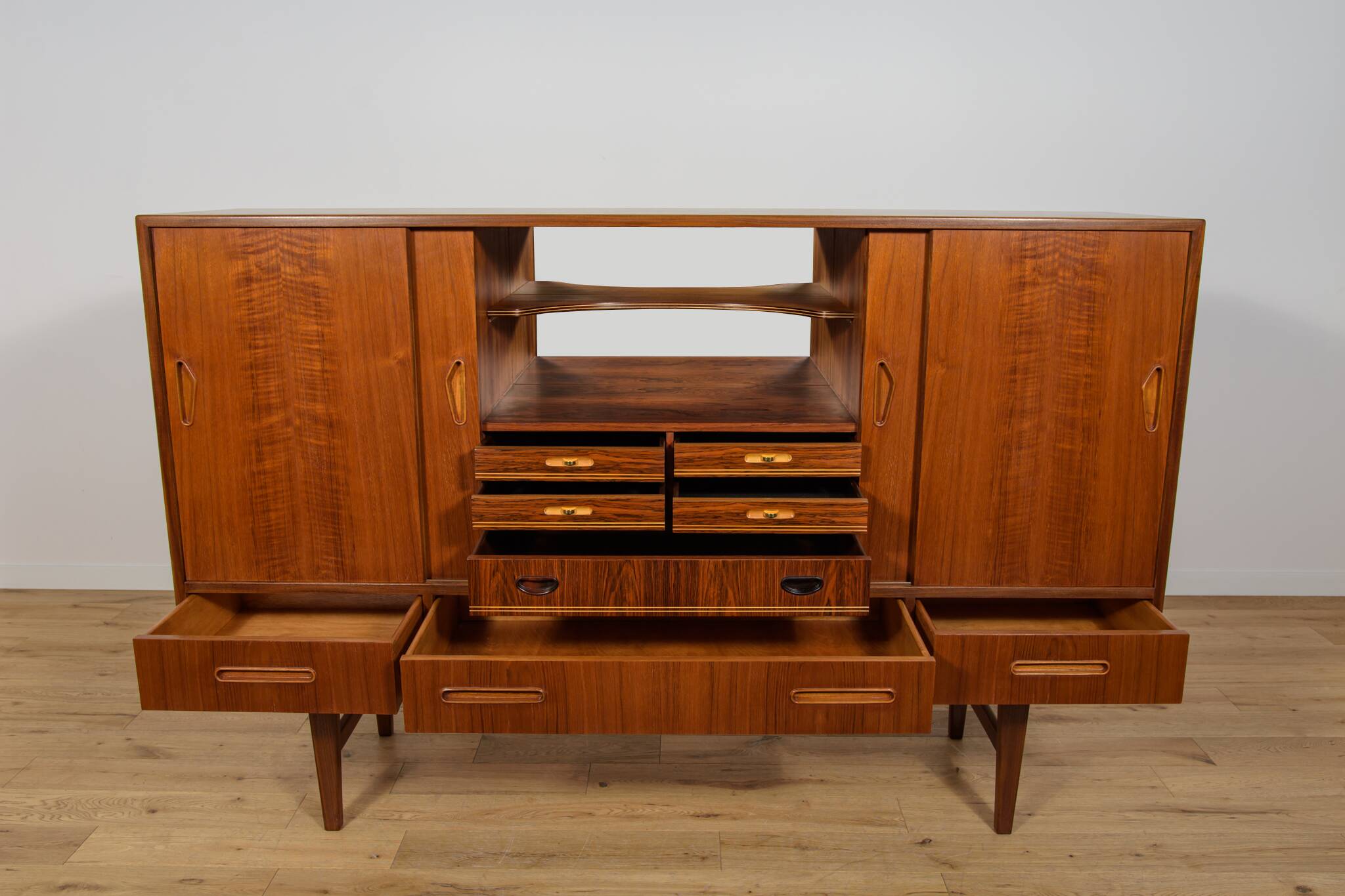Mid-Century Teak High Sideboard, Denmark, 1960s