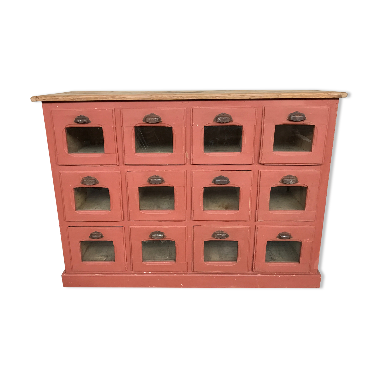 Former craft furniture with seed grocery drawers early 20th patinated