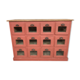 Former craft furniture with seed grocery drawers early 20th patinated