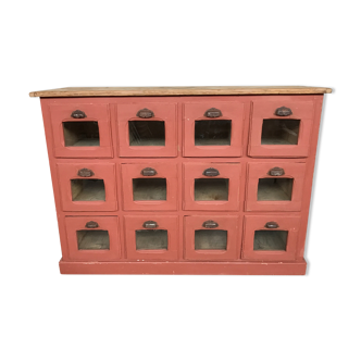 Former craft furniture with seed grocery drawers early 20th patinated