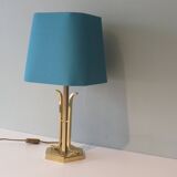 Mid-century brass table lamp with new custom lampshade.