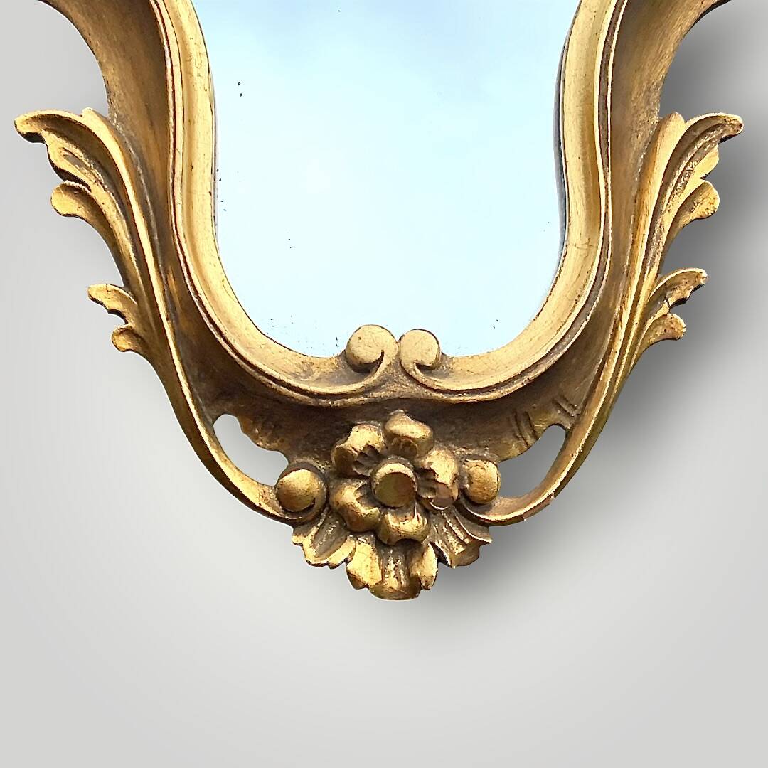 Golden Baroque Resin Wall Mirror – Rococo Style