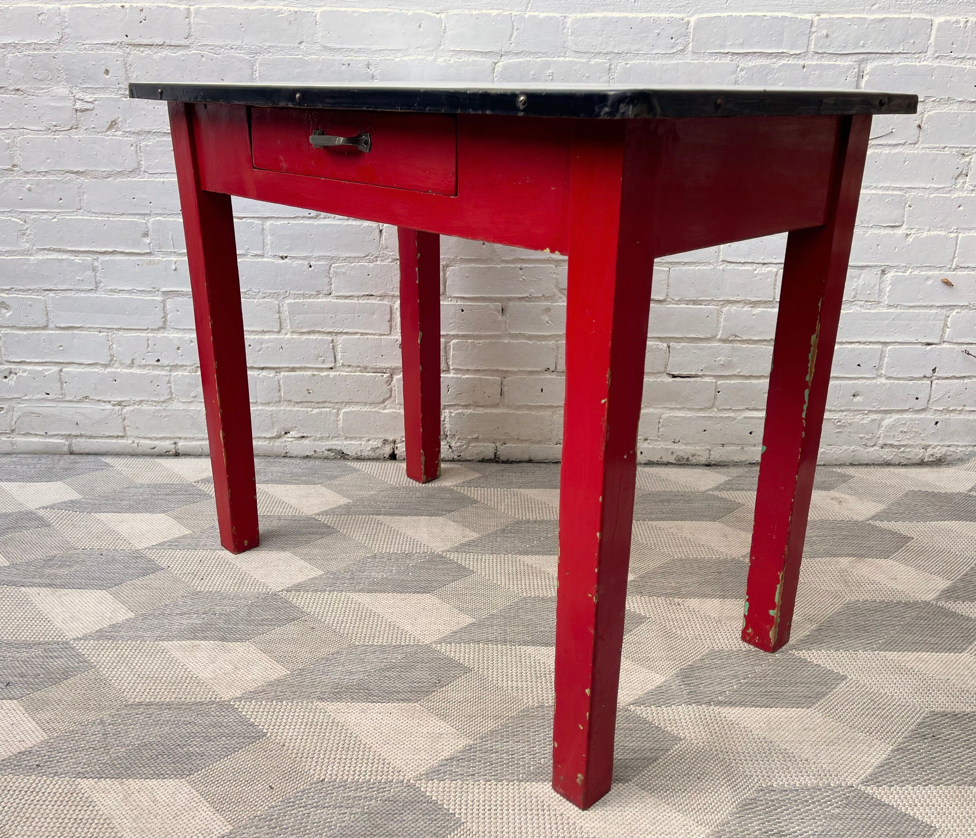 Vintage Kitchen Table with Enamel Top