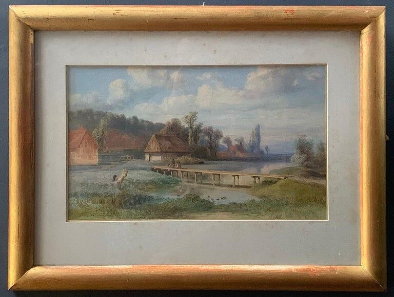 Pierre Girard, Paysage de campagne, watercolour, 1854