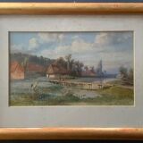 Pierre Girard, Paysage de campagne, watercolour, 1854