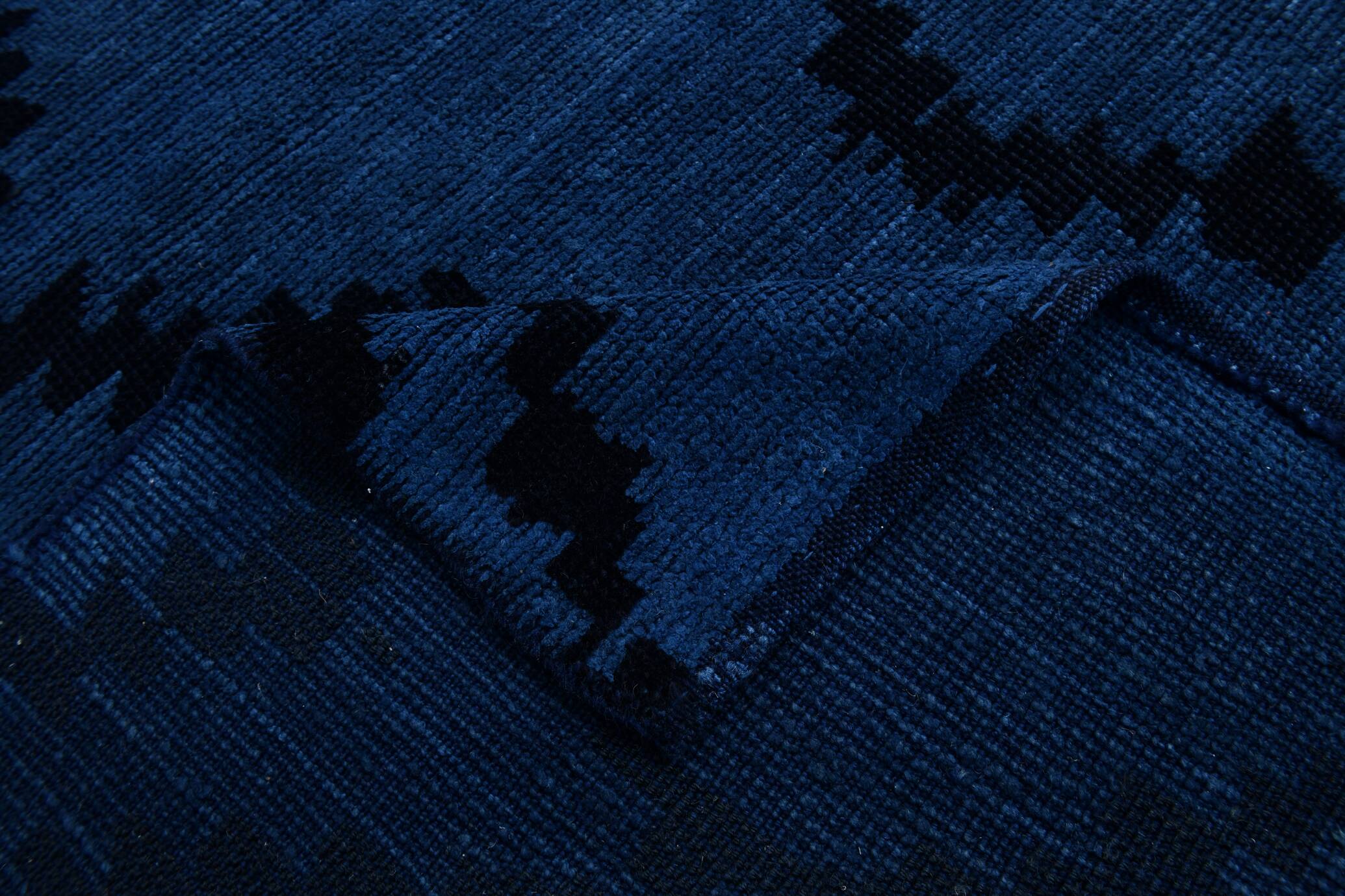 7x10 Navy Blue & Black Turkish Kilim Rug, 204x296Cm