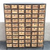 Metal cabinet with wooden drawers