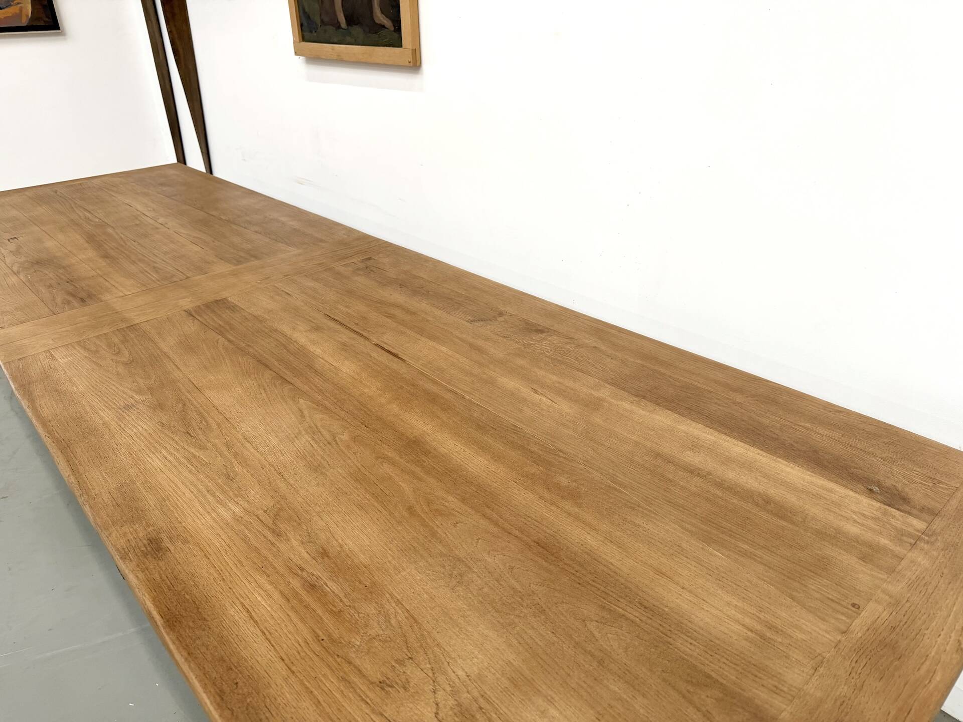 XXL farmhouse table in solid oak 350 cm - Reconstruction Style - 1950s