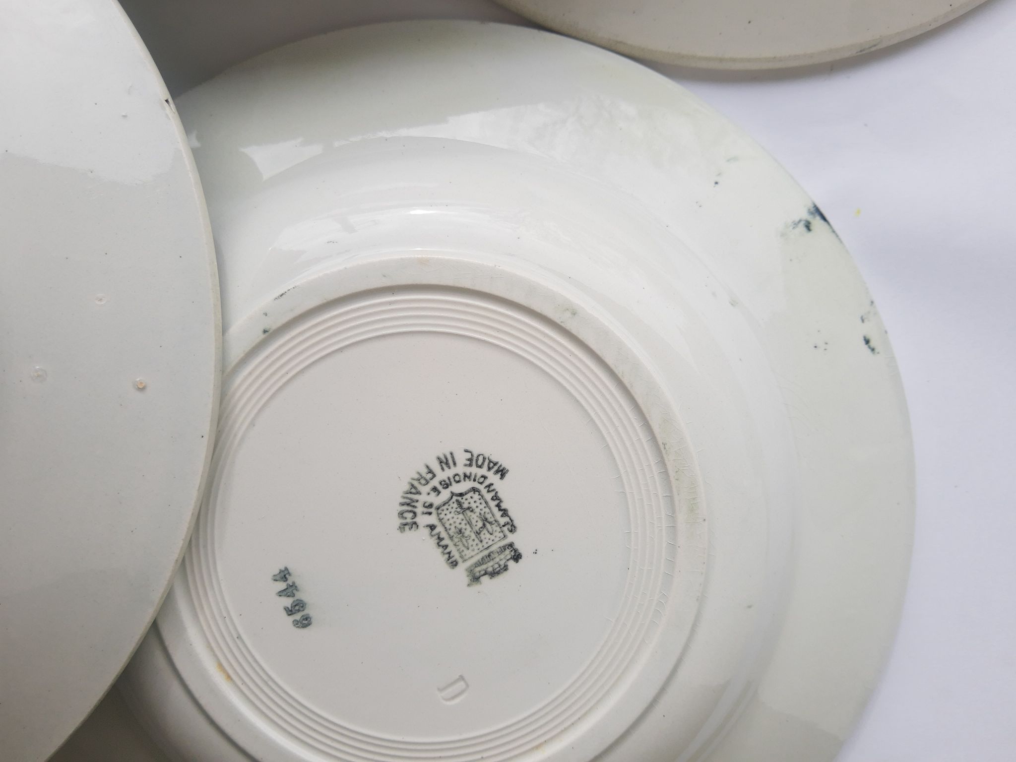 Set of 6 old St Amandinoise St Amand vintage soup plates