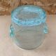 Antique BIOT Style Ice Bucket Blue Bubble Blown Glass Vintage #B620